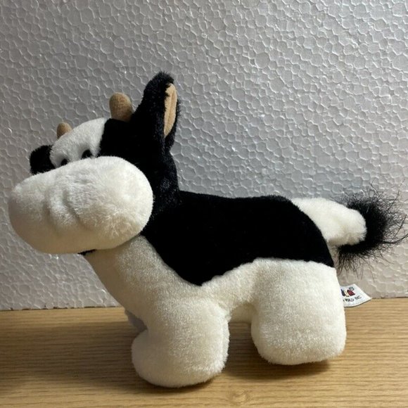 Aurora Cow Plush Black & White Bull Stuffed Animal Toy Holstein Lovey 8” - Picture 1 of 7